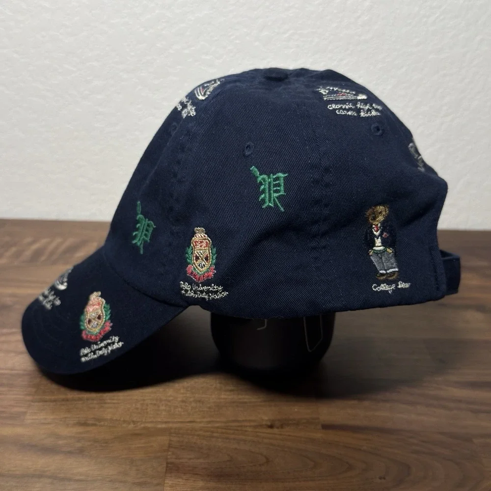 Polo Ralph Lauren College Bear Cap Hat University Crest Letterman AOP Logos